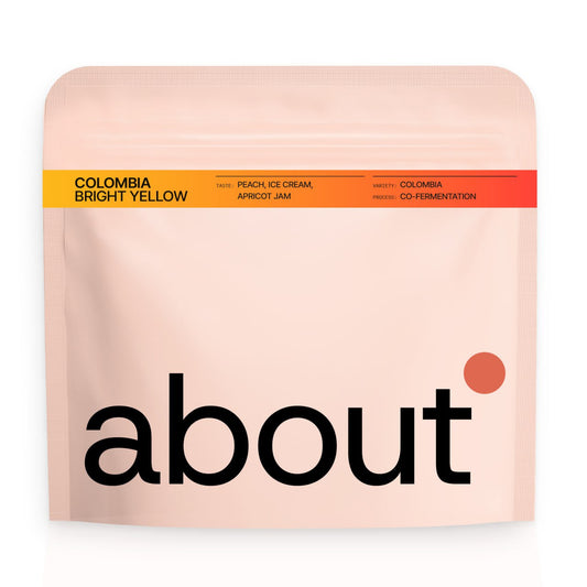 Bright Yellow, From Los Patios, in La Plata – Huila. Peach fermented beans.